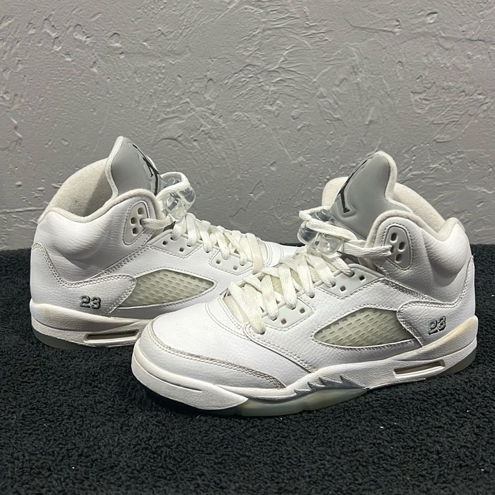 🔥🏀 NIKE Air Jordan 5 Retro 2015 Metallic White Basketball Sneaker Shoes Sz 6.5